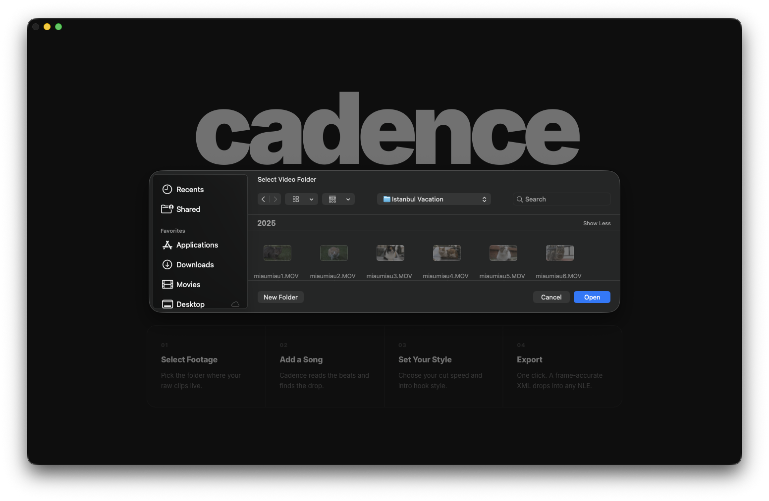 Step 1: importing video folder into Cadence